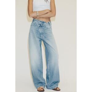 Zara Light Blue Wide Leg Flare Jeans